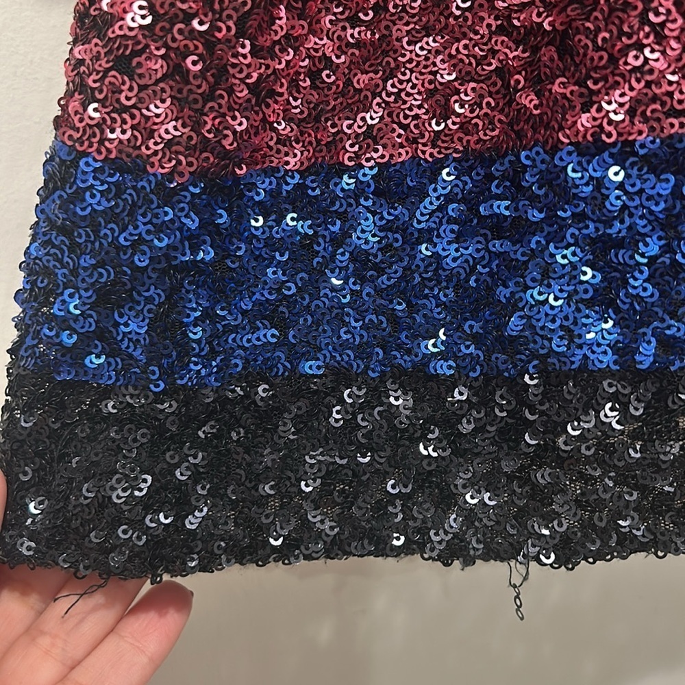 Gap Color Block Sequin Top Fully Lined Short Slee… - image 5